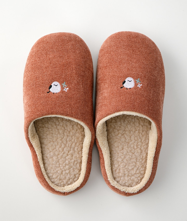 （Ｇｉｎｇｅｒのチカラ）（ふかふか＆フィット感）シマエナガ柄ルームスリッパ　Ｍ