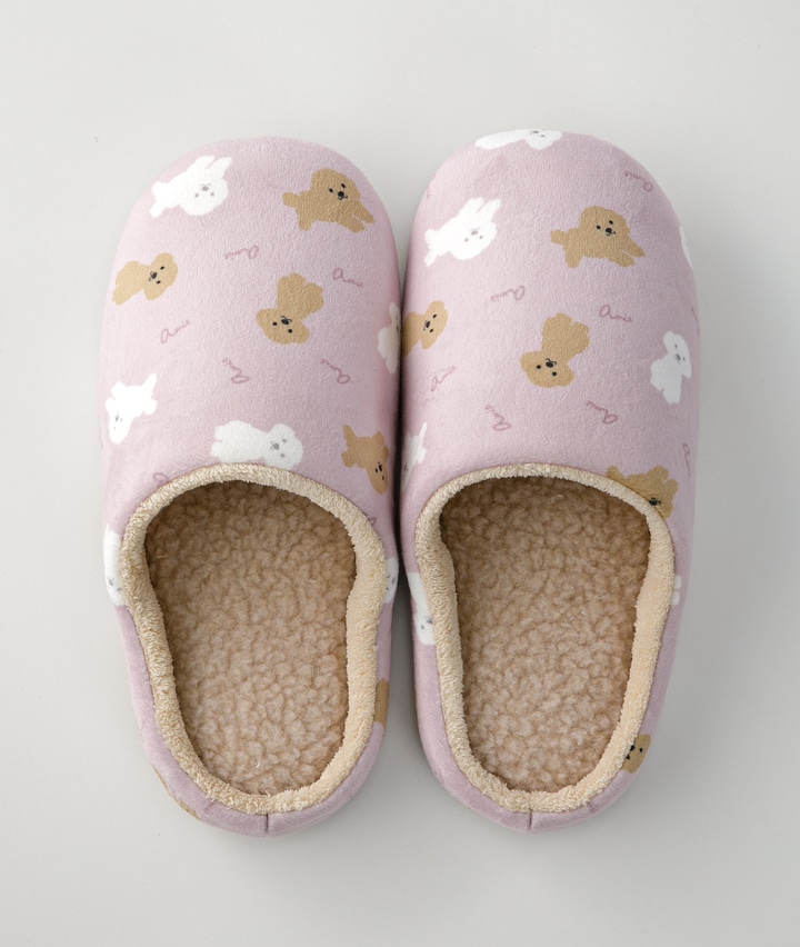 （Ｇｉｎｇｅｒのチカラ）（ふかふか＆フィット感）トイプードル柄ルームスリッパ　Ｍ