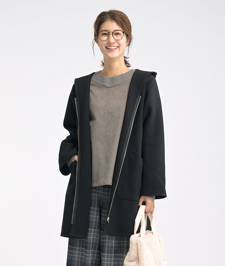 裏リブフード付きジップコート