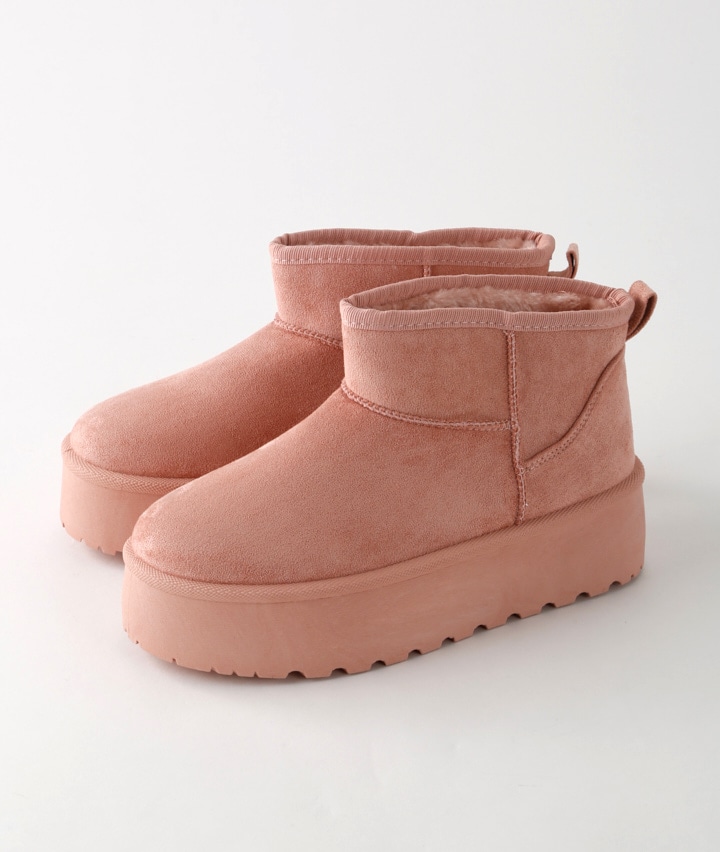 厚底フェイクムートンブーツ