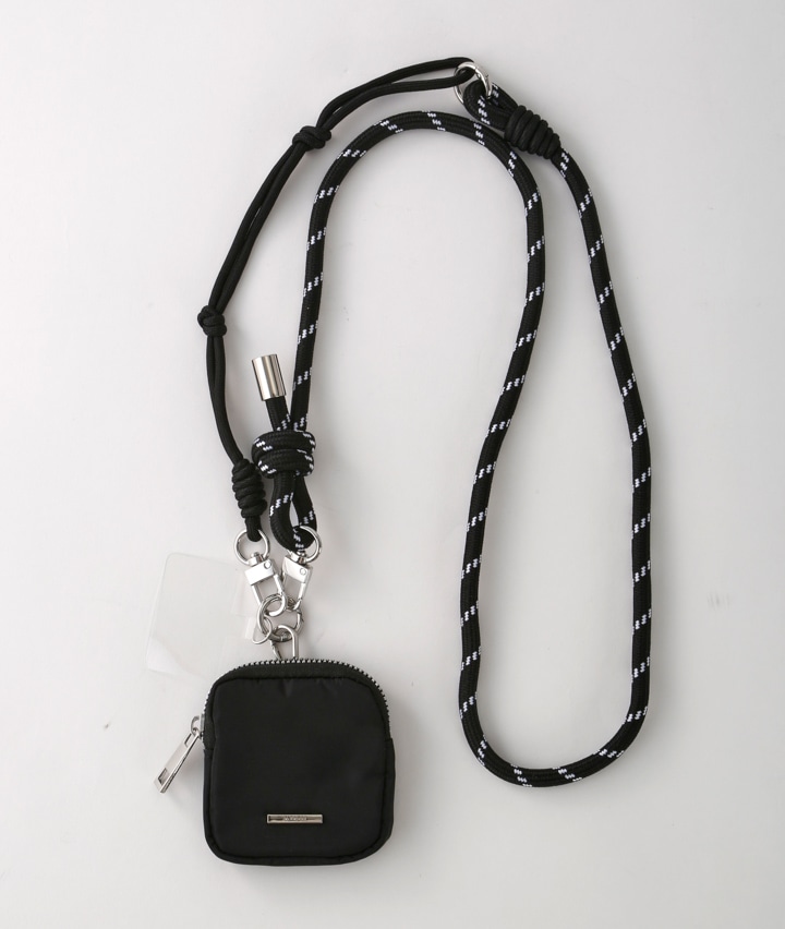 ポーチ付き配色スマホストラップ