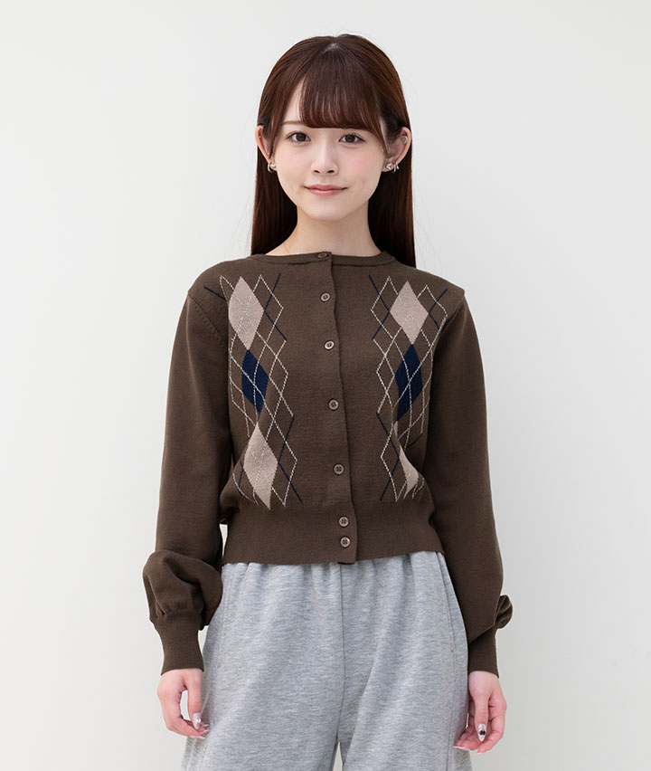 アーガイル柄ニットカーディガン
