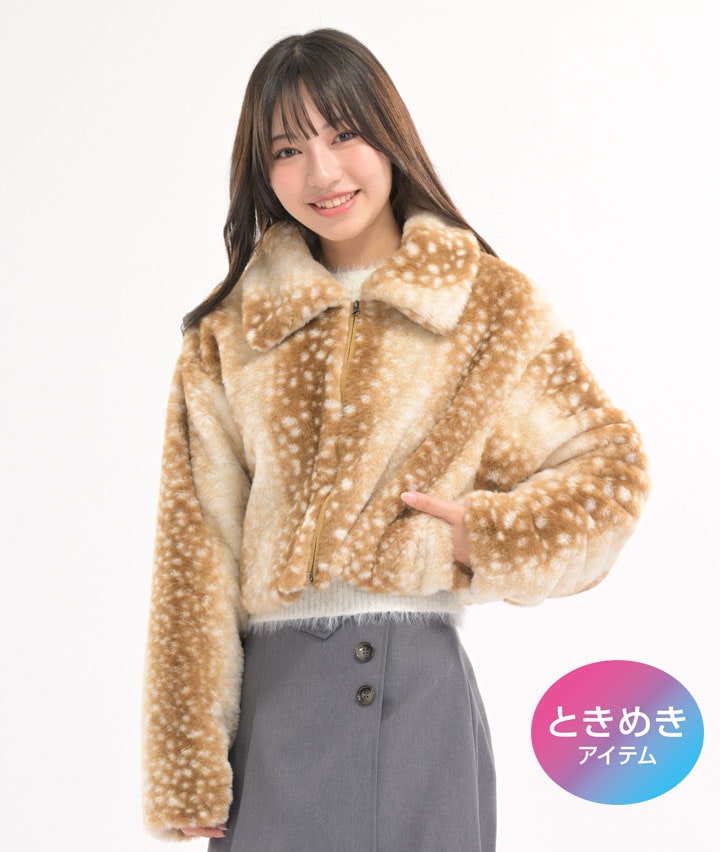 バンビ柄ショートジャケット