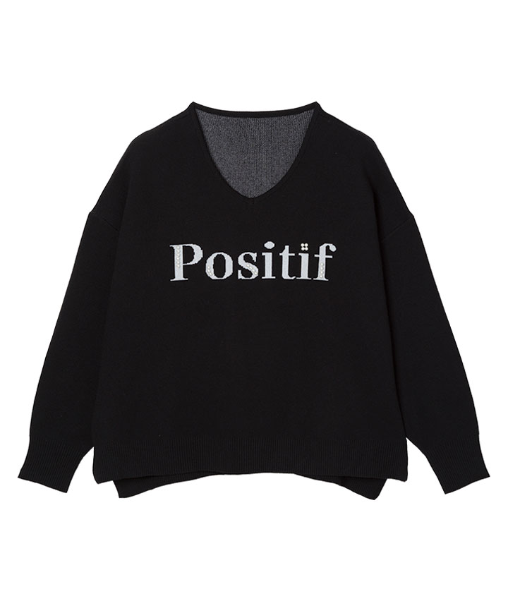 パールビーズ付きロゴニットプルオーバー