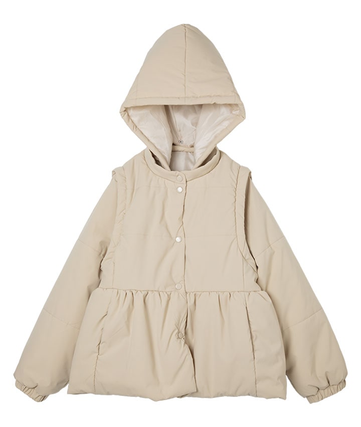 ペプラム袖取り外し可能２ＷＡＹ中綿アウター