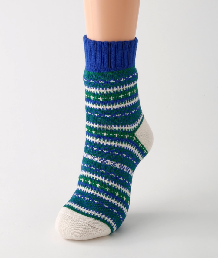 【ホカロン】（１足物）二重編み裏ボアクルーソックス