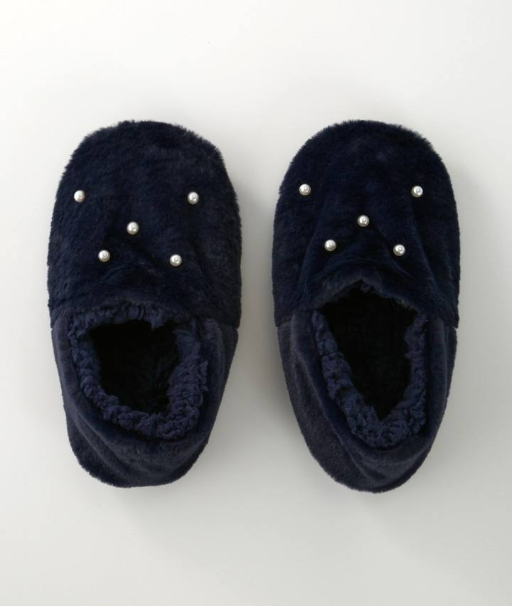 フェイクパール付きルームシューズ