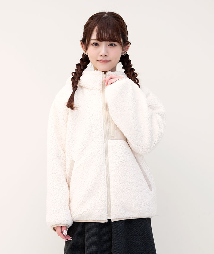 ボアフードブルゾン