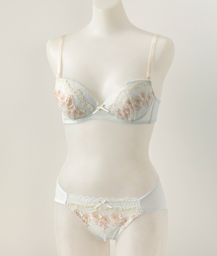 ラメフラワーノンワイヤーブラジャー＆ショーツセット
