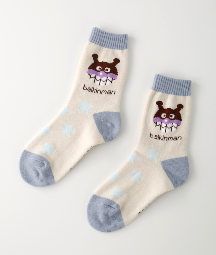 【それいけ！アンパンマン】【ばいきんまん】（１足物）サイド柄ソックス