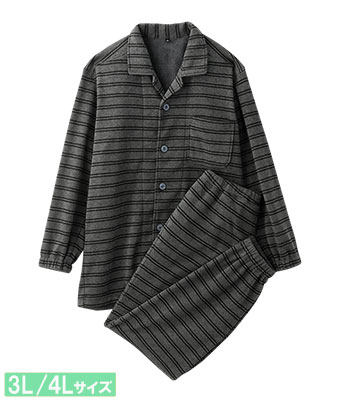 【ＳＵＦＦＵＳＥ】温活裏起毛ボーダーシャツパジャマ