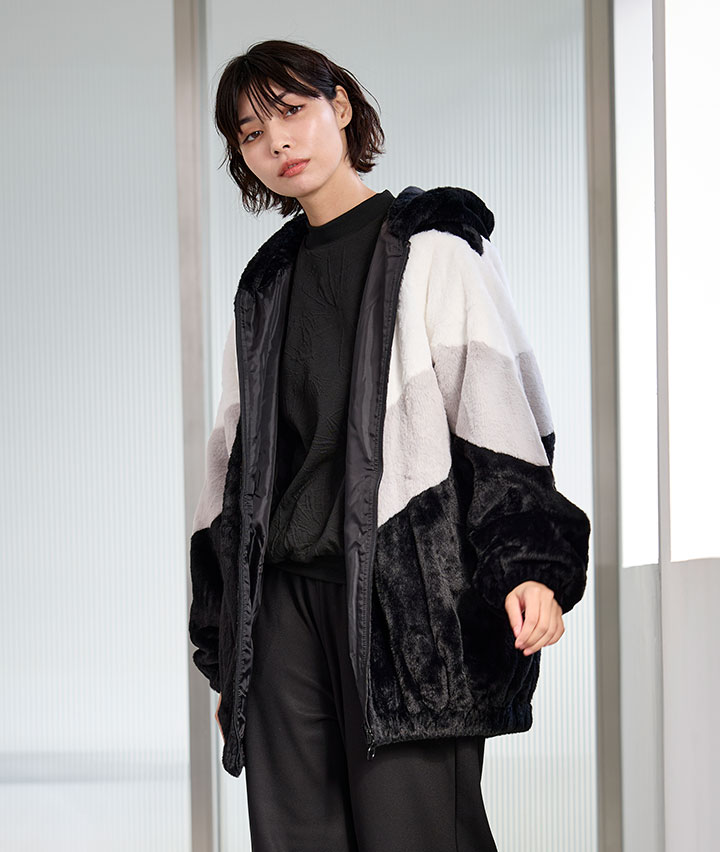 ファー配色ブルゾン
