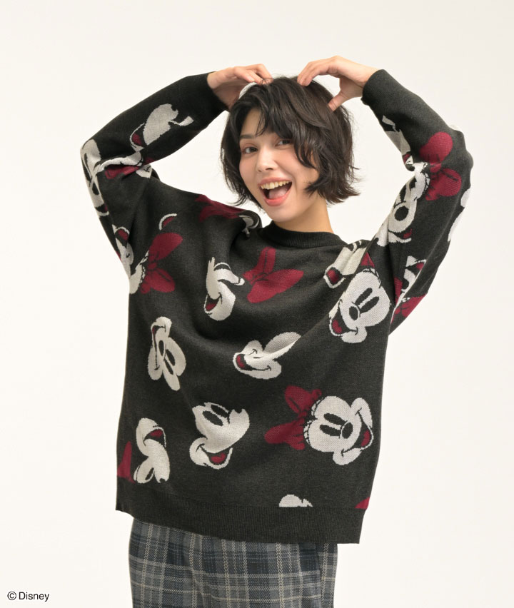 【Ｄｉｓｎｅｙ】（ミッキー＆ミニー）ニットプルオーバー