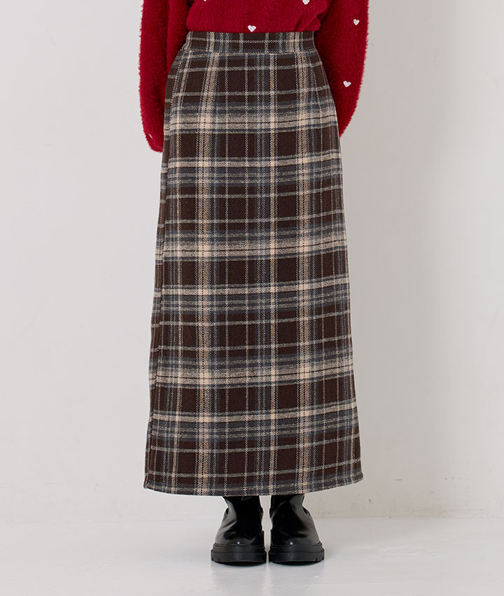 シャギーチェックナロースカート