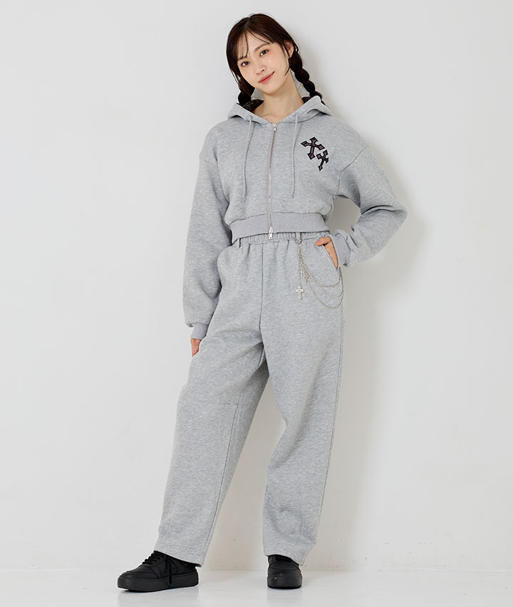 裏起毛チェーン付きパンツ