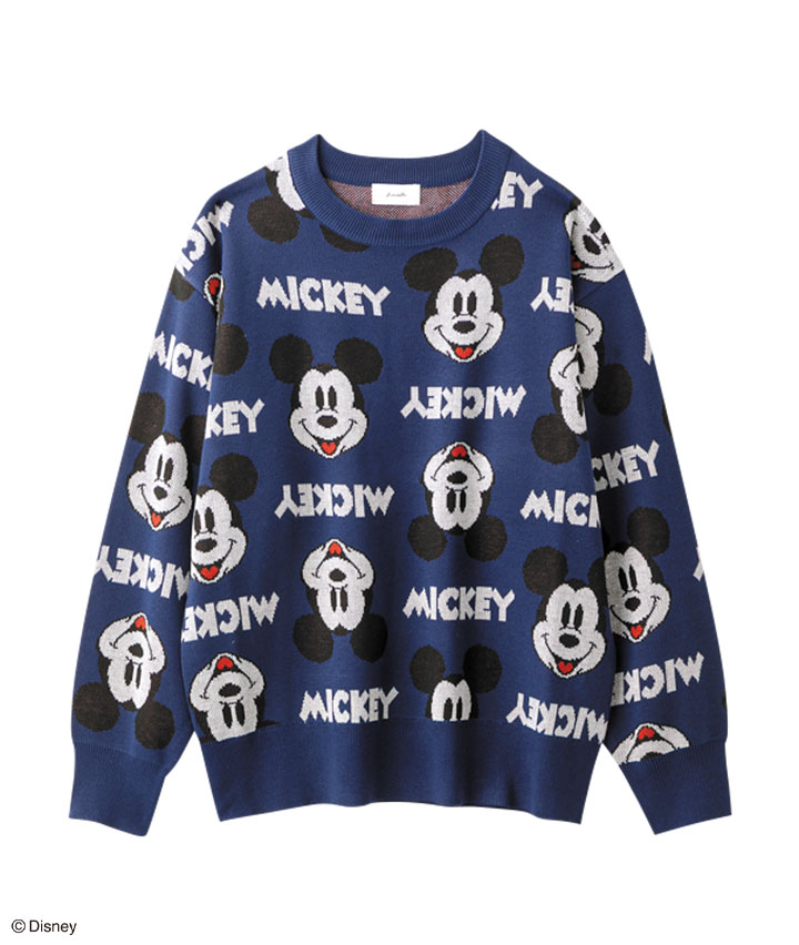 【Ｄｉｓｎｅｙ】（ミッキーマウス）総柄ニットプルオーバー
