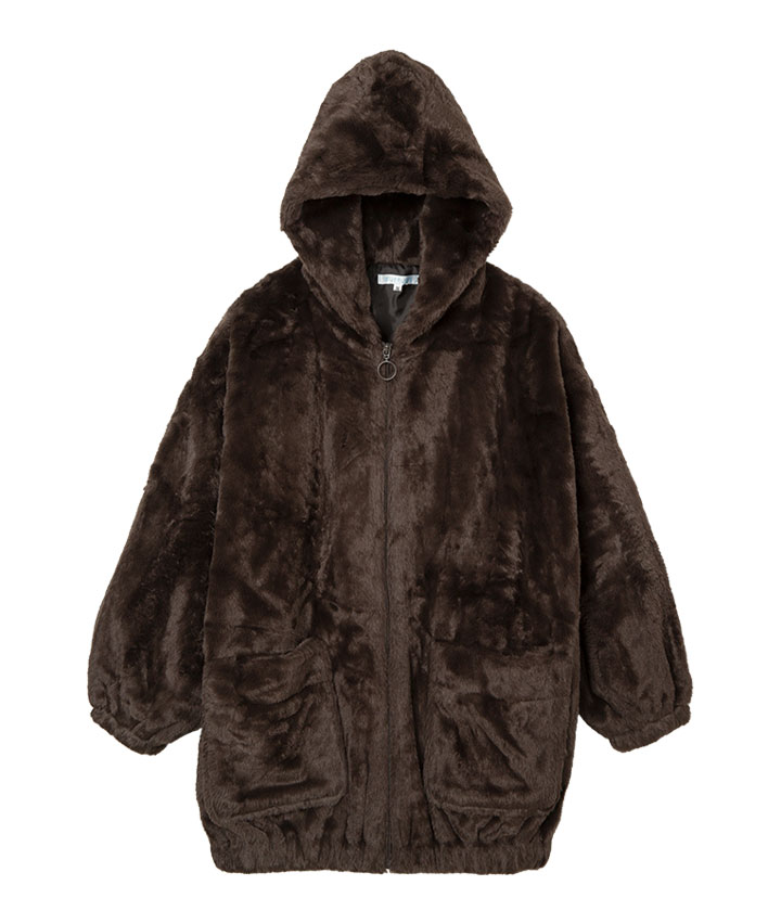 ビッグフード付きファーブルゾン