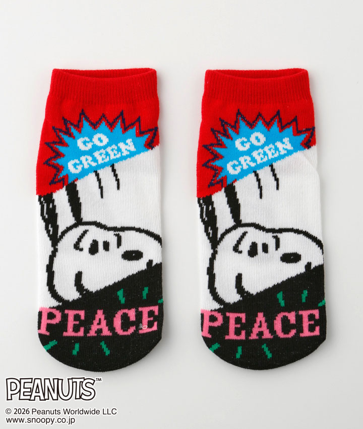 【PEANUTS】(スヌーピー)(1足物)フロント柄ソックス