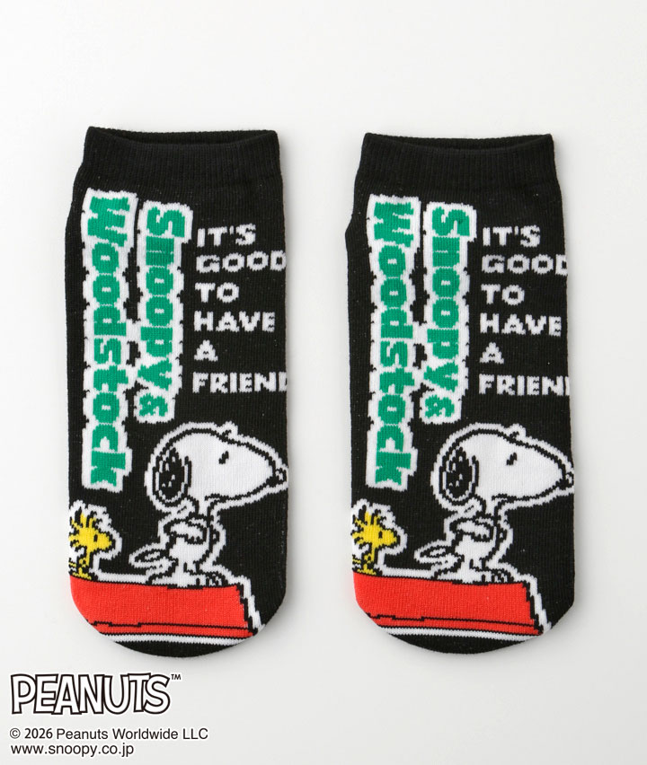 【PEANUTS】(スヌーピー)(1足物)フロント柄ソックス