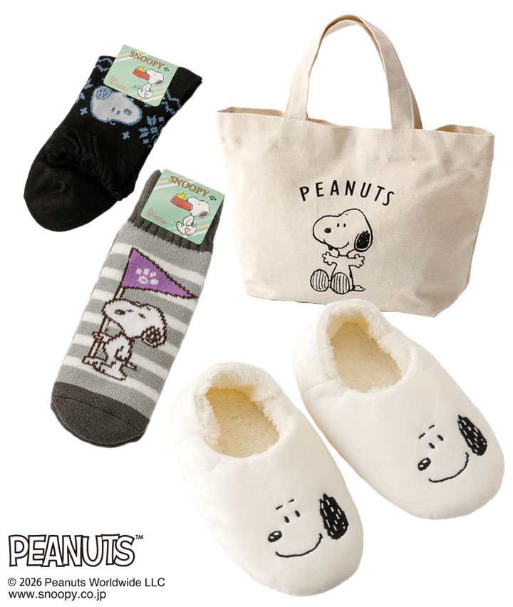 【ＰＥＡＮＵＴＳ】（スヌーピー）（３点入り）ルームソックスバッグ